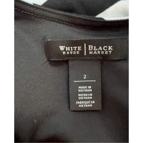 White House Black Market (WHBM) Sleeveless Striped Ruched Sheath Dress - Size 2 - Picture 3 of 4